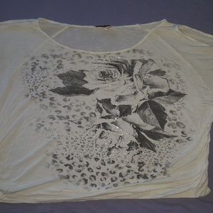 White Graphic Tee, Silver Outlining